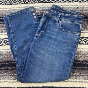Chicos Sz 0.5 So Slimming Girlfriend Slim Leg Crop Cropped Stretch Skinny Jeans